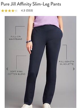 Pure Jill Affinity Straight-Leg Pants in Navy